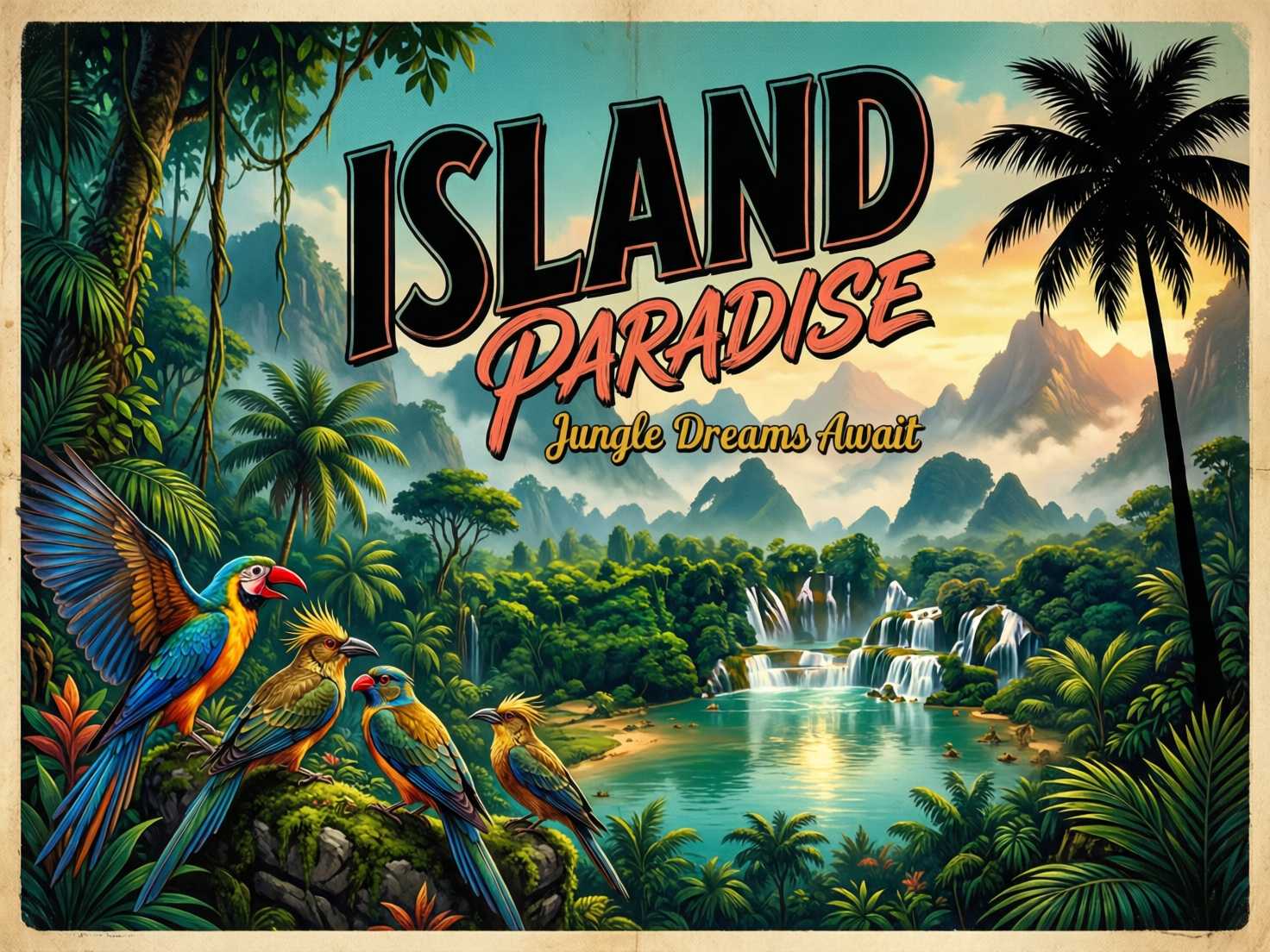 Fictional vintage travel poster